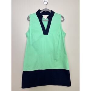 NWOT Sail To Sable Dress Women’s Navy Blue Green Colorblock Collared V Neck XL